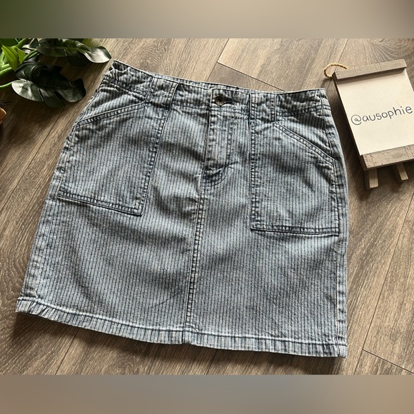 Vintage Y2K Route 66 Pin Stripe Jean Mini Skirt. Size 8 - Picture 2 of 7